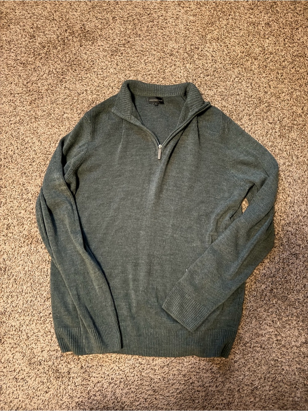 Geoffrey Beene Men's Heathered Green Half-Zip Sweater